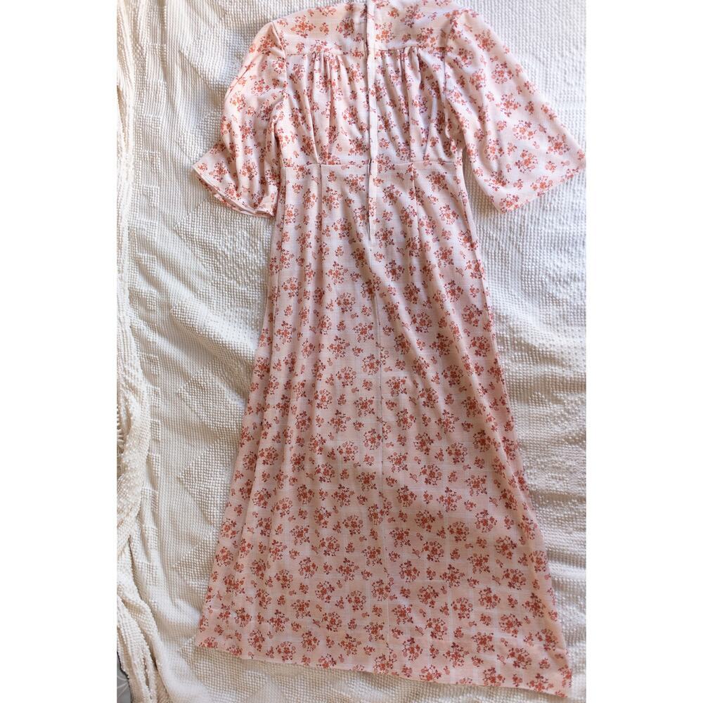Vintage 70s Maxi Barkcloth Dress Handmade Retro Mod SMALL FLAW - Picture 10 of 10
